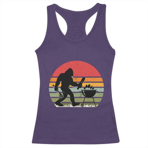 Funny Retro Bigfoot Grilling BBQ Chef Racerback Tank Top TS11 Purple Print Your Wear
