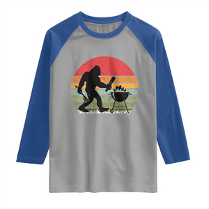 Funny Retro Bigfoot Grilling BBQ Chef Raglan Shirt TS11 Sport Gray Royal Print Your Wear