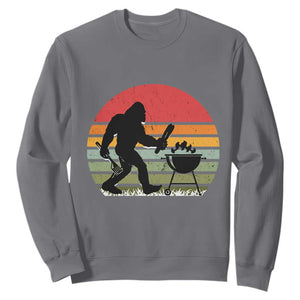 Funny Retro Bigfoot Grilling BBQ Chef Sweatshirt TS11 Charcoal Print Your Wear