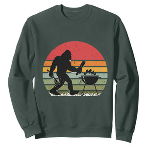 Funny Retro Bigfoot Grilling BBQ Chef Sweatshirt TS11 Dark Forest Green Print Your Wear