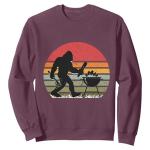 Funny Retro Bigfoot Grilling BBQ Chef Sweatshirt TS11 Maroon Print Your Wear