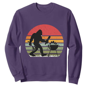 Funny Retro Bigfoot Grilling BBQ Chef Sweatshirt TS11 Purple Print Your Wear