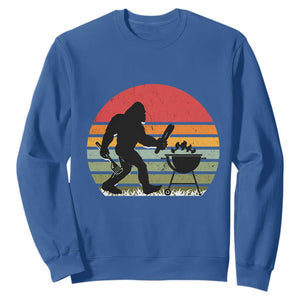 Funny Retro Bigfoot Grilling BBQ Chef Sweatshirt TS11 Royal Blue Print Your Wear