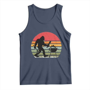 Funny Retro Bigfoot Grilling BBQ Chef Tank Top TS11 Navy Print Your Wear