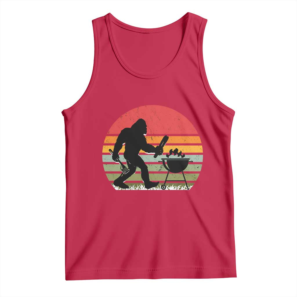 Funny Retro Bigfoot Grilling BBQ Chef Tank Top TS11 Red Print Your Wear