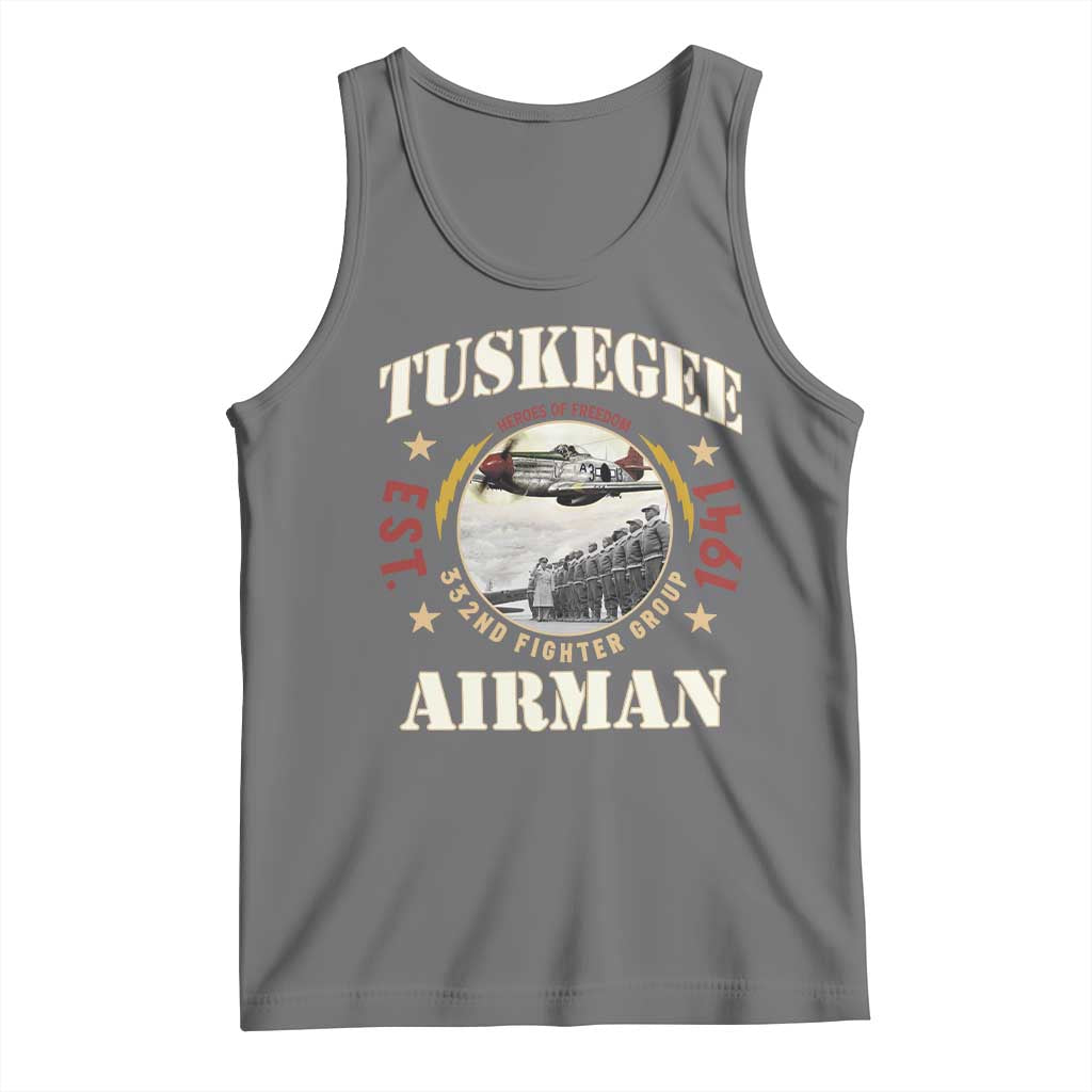 Tuskegee Airman Tank Top Heroes Of Freedom 332ND Fighter Group Est 1941 TS11 Black Heather Print Your Wear