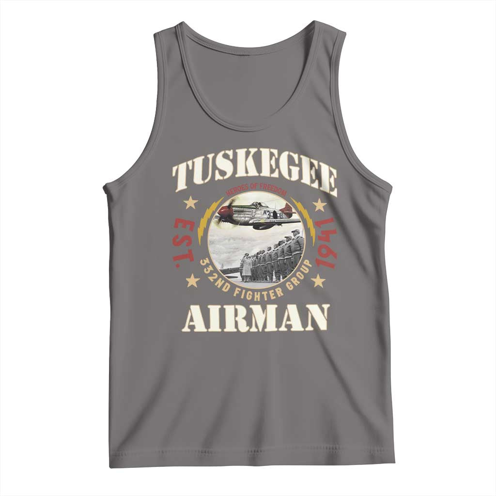 Tuskegee Airman Tank Top Heroes Of Freedom 332ND Fighter Group Est 1941 TS11 Deep Heather Print Your Wear