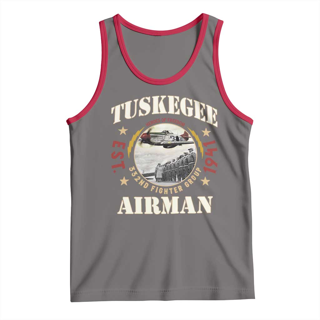 Tuskegee Airman Tank Top Heroes Of Freedom 332ND Fighter Group Est 1941 TS11 Deep Heather Red Print Your Wear
