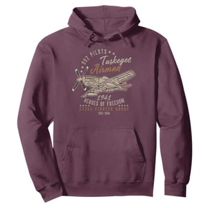 Tuskegee Airman Hoodie Heroes Of Freedom 332ND Fighter Group Est 1941 Vintage Fighter TS11 Maroon Print Your Wear