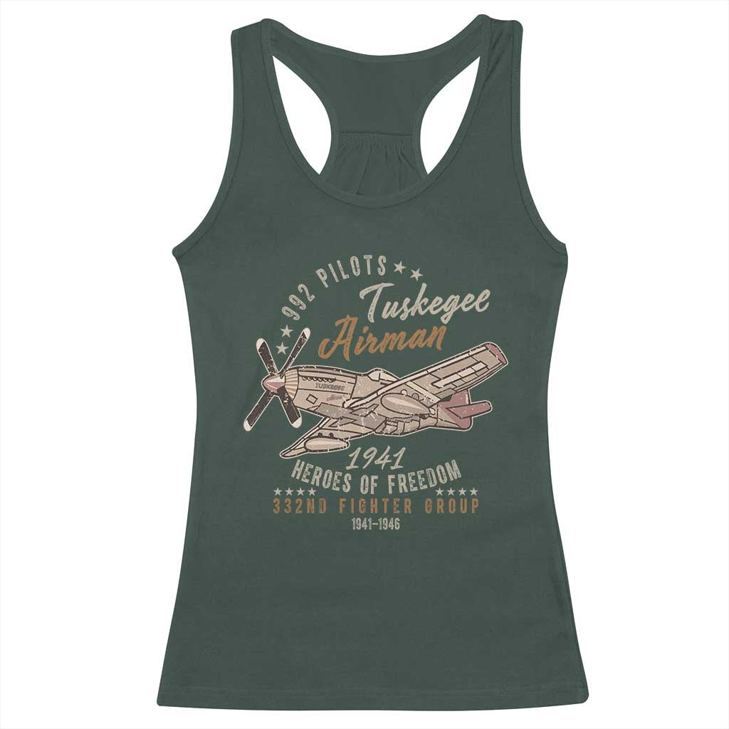 Tuskegee Airman Racerback Tank Top Heroes Of Freedom 332ND Fighter Group Est 1941 Vintage Fighter TS11 Dark Forest Green Print Your Wear
