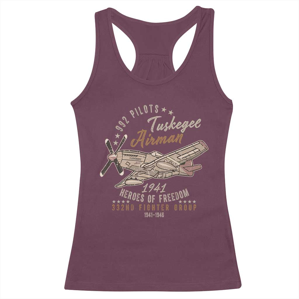 Tuskegee Airman Racerback Tank Top Heroes Of Freedom 332ND Fighter Group Est 1941 Vintage Fighter TS11 Maroon Print Your Wear