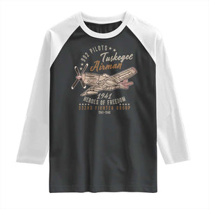 Tuskegee Airman Raglan Shirt Heroes Of Freedom 332ND Fighter Group Est 1941 Vintage Fighter TS11 Black White Print Your Wear