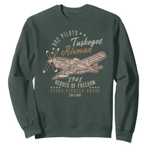 Tuskegee Airman Sweatshirt Heroes Of Freedom 332ND Fighter Group Est 1941 Vintage Fighter TS11 Dark Forest Green Print Your Wear