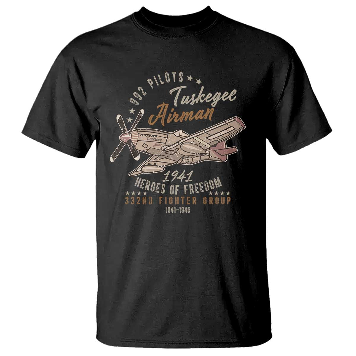 Tuskegee Airman T Shirt Heroes Of Freedom 332ND Fighter Group Est 1941 Vintage Fighter TS11 Black Print Your Wear