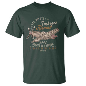 Tuskegee Airman T Shirt Heroes Of Freedom 332ND Fighter Group Est 1941 Vintage Fighter TS11 Dark Forest Green Print Your Wear