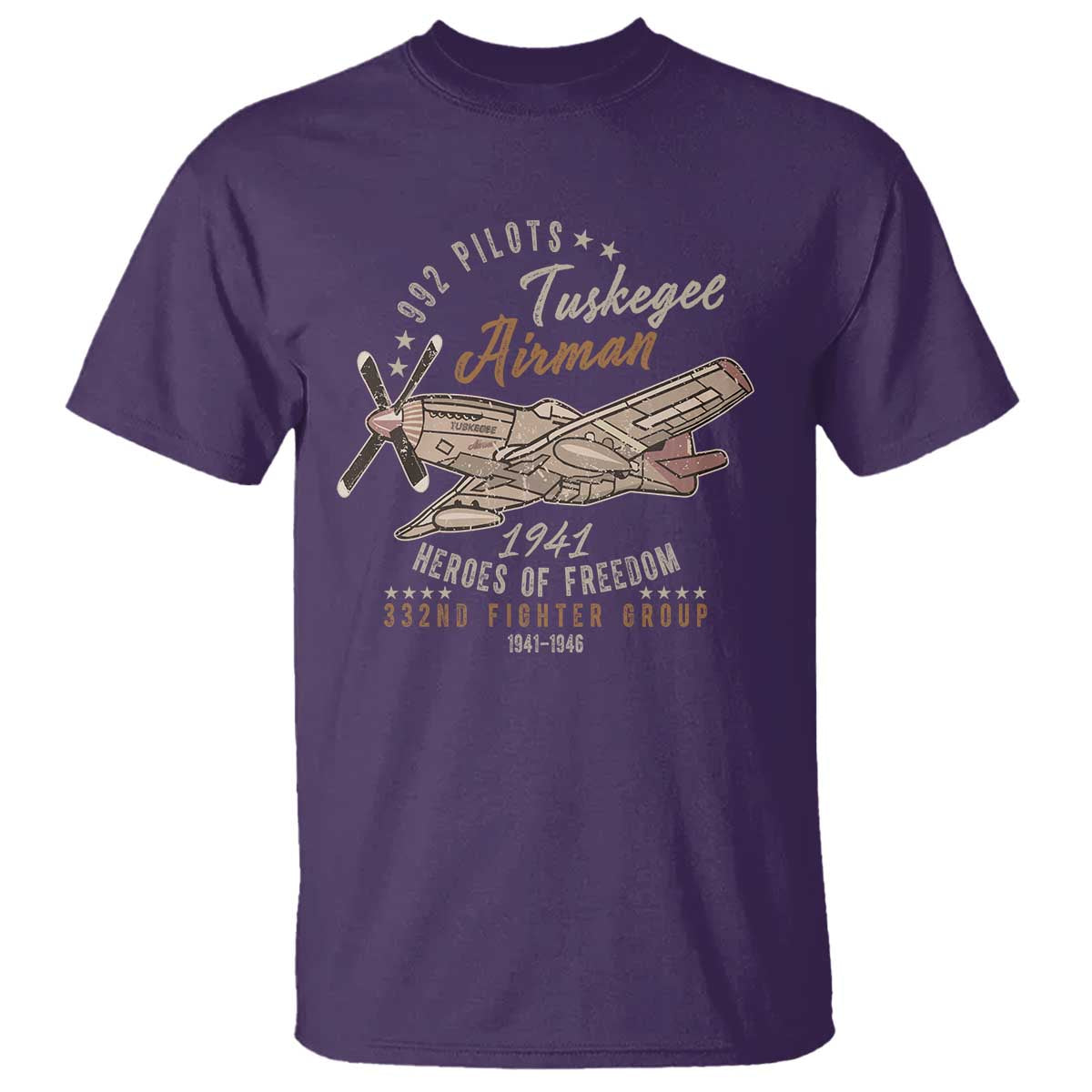 Tuskegee Airman T Shirt Heroes Of Freedom 332ND Fighter Group Est 1941 Vintage Fighter TS11 Purple Print Your Wear