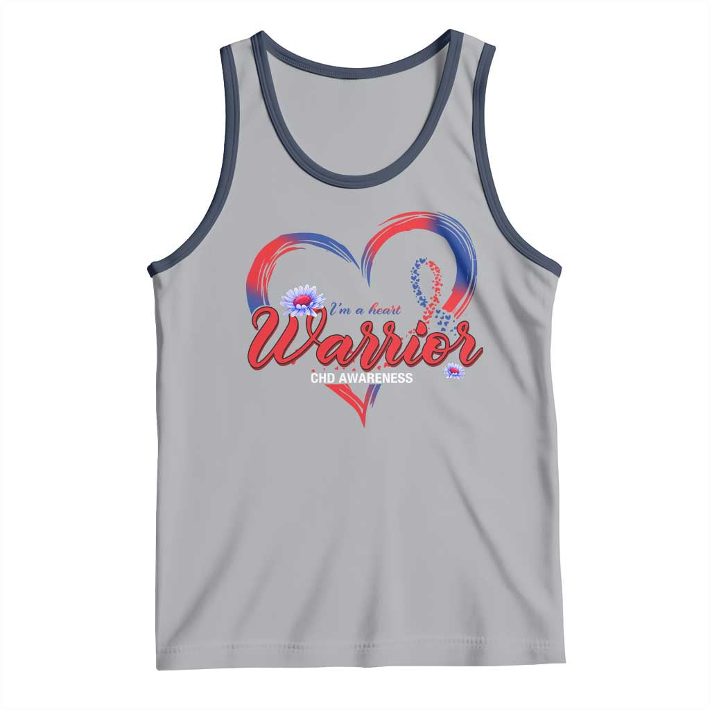 I'm A Heart Warrior Tank Top Congenital Heart Disease CHD Awareness TS11 Athletic Heather Navy Print Your Wear