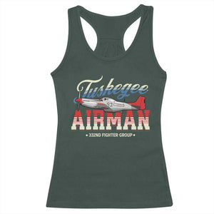 Tuskegee Airman Racerback Tank Top 332ND Fighter Group Airplane TS11 Dark Forest Green Print Your Wear