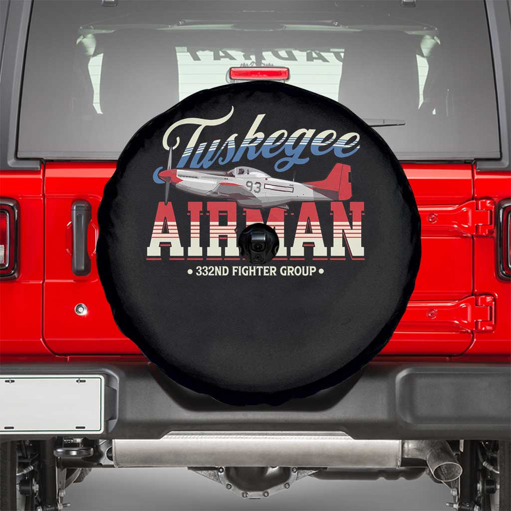 Tuskegee Airman Spare Tire Cover 332ND Fighter Group Airplane TS11 Black Print Your Wear