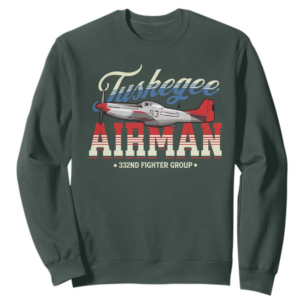 Tuskegee Airman Sweatshirt 332ND Fighter Group Airplane TS11 Dark Forest Green Print Your Wear