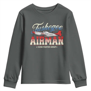 Tuskegee Airman Youth Sweatshirt 332ND Fighter Group Airplane TS11 Dark Heather Print Your Wear