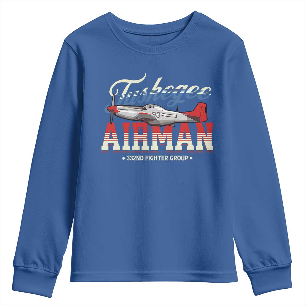 Tuskegee Airman Youth Sweatshirt 332ND Fighter Group Airplane TS11 Royal Blue Print Your Wear