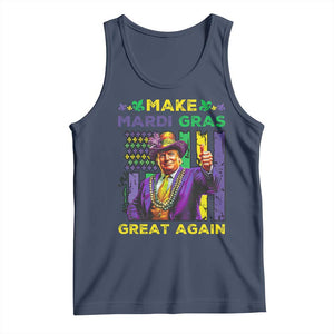 Funny Trump Make Mardi Gras Great Again Tank Top Vintage American Flag Fleur De Lis TS11 Navy Print Your Wear