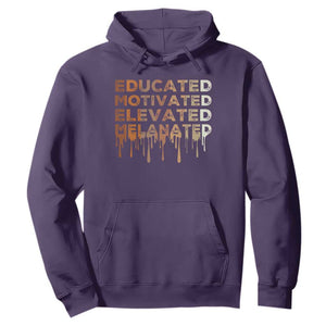 Educated Motivated Elevated Melanated Hoodie Black Pride Melanin TS11 Purple Print Your Wear