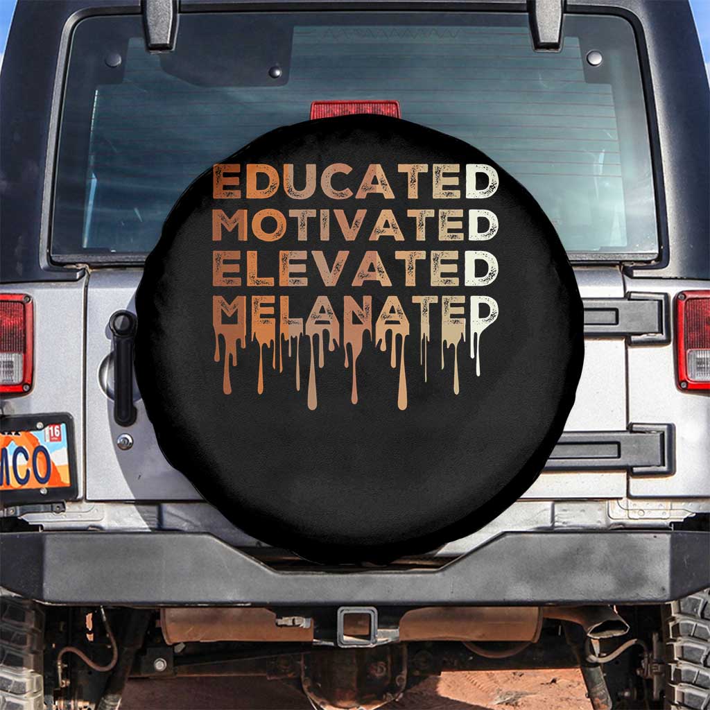 Educated Motivated Elevated Melanated Spare Tire Cover Black Pride Melanin TS11 No hole Black Print Your Wear