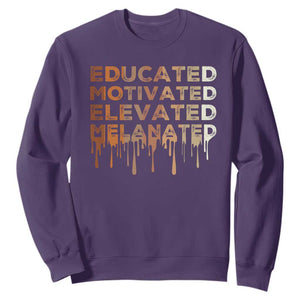 Educated Motivated Elevated Melanated Sweatshirt Black Pride Melanin TS11 Purple Print Your Wear