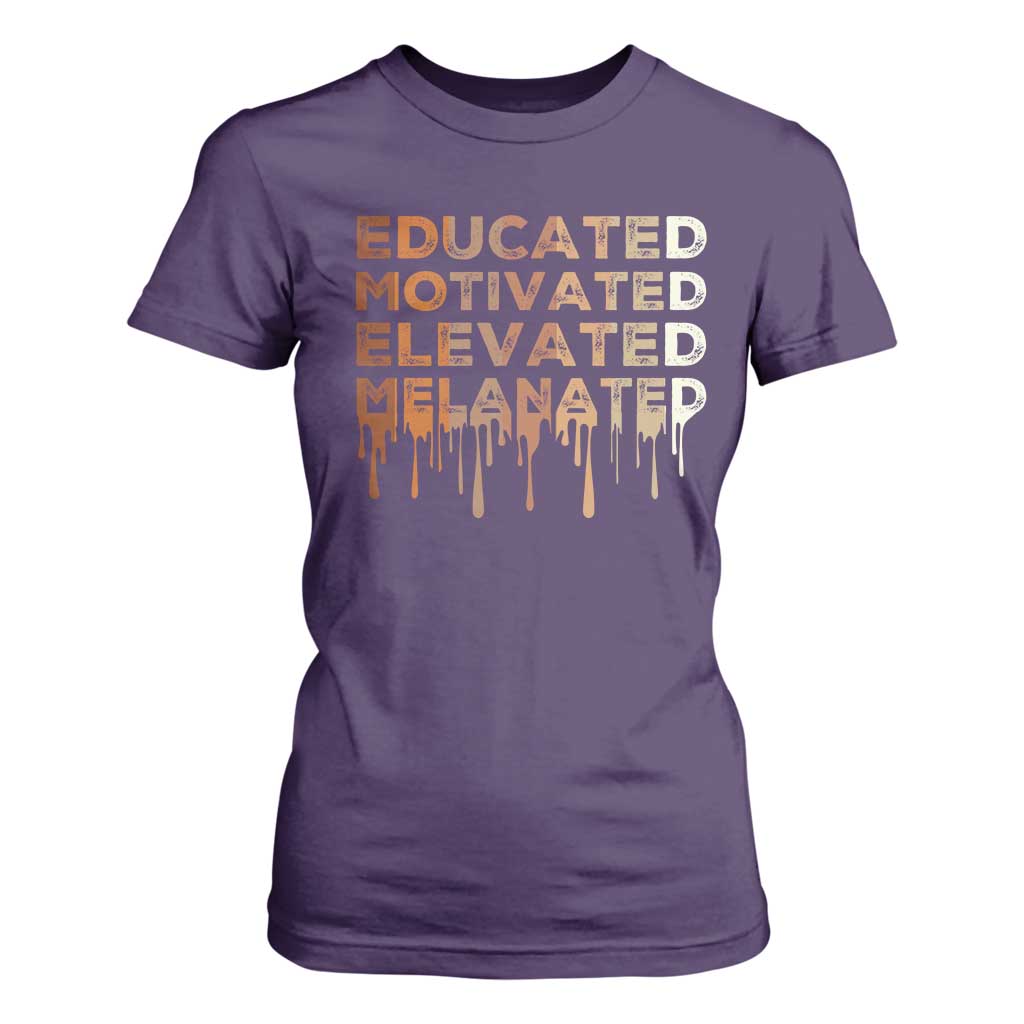Educated Motivated Elevated Melanated T Shirt For Women Black Pride Melanin TS11 Purple Print Your Wear