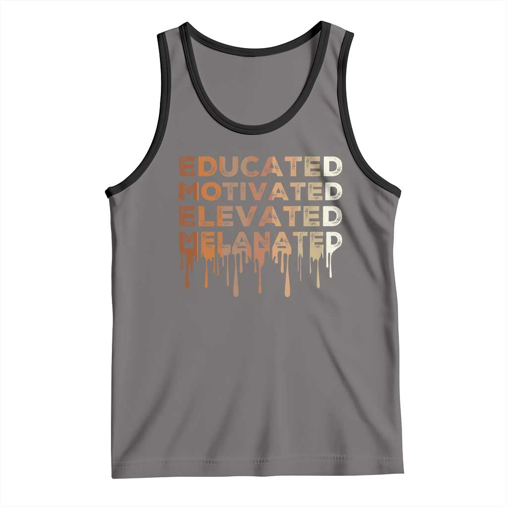Educated Motivated Elevated Melanated Tank Top Black Pride Melanin TS11 Deep Heather Black Print Your Wear