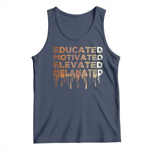 Educated Motivated Elevated Melanated Tank Top Black Pride Melanin TS11 Navy Print Your Wear
