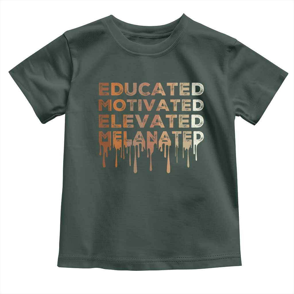 Educated Motivated Elevated Melanated Toddler T Shirt Black Pride Melanin TS11 Dark Forest Green Print Your Wear