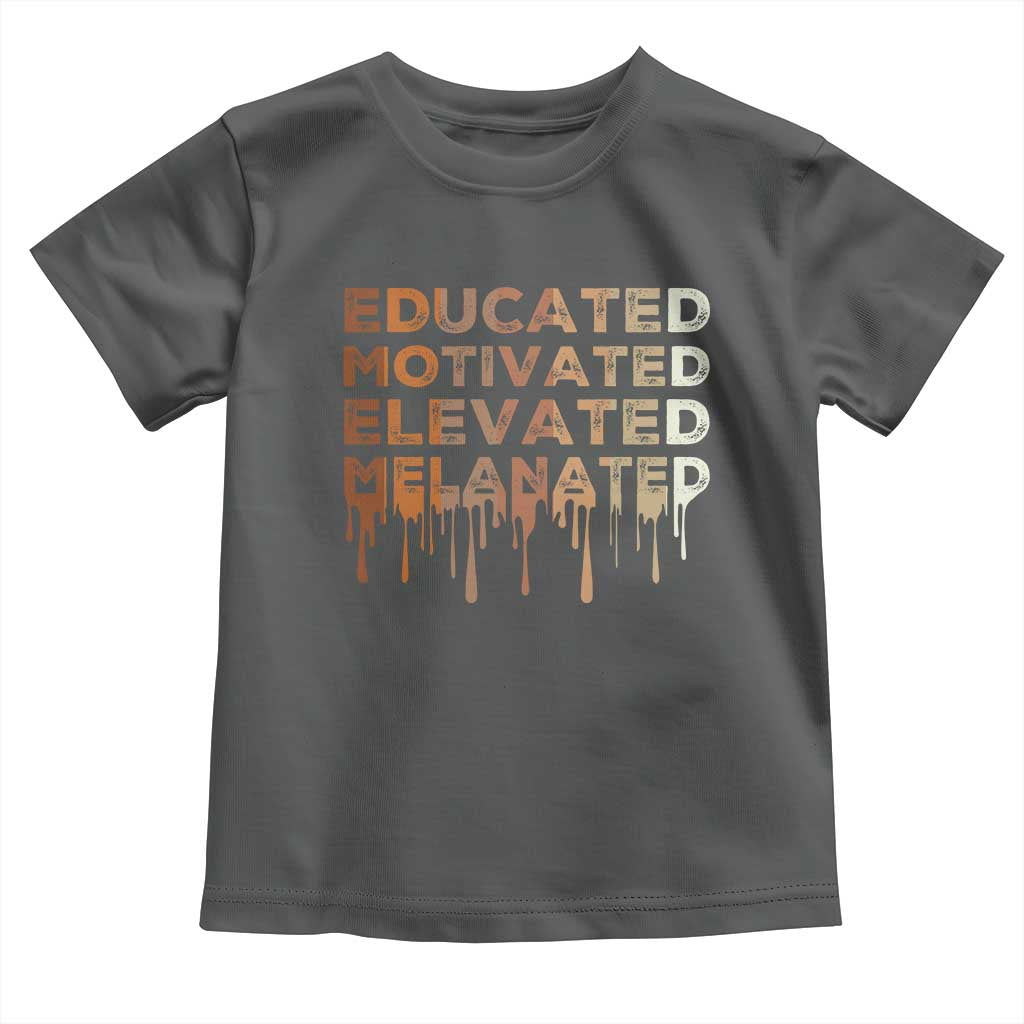 Educated Motivated Elevated Melanated Toddler T Shirt Black Pride Melanin TS11 Dark Heather Print Your Wear