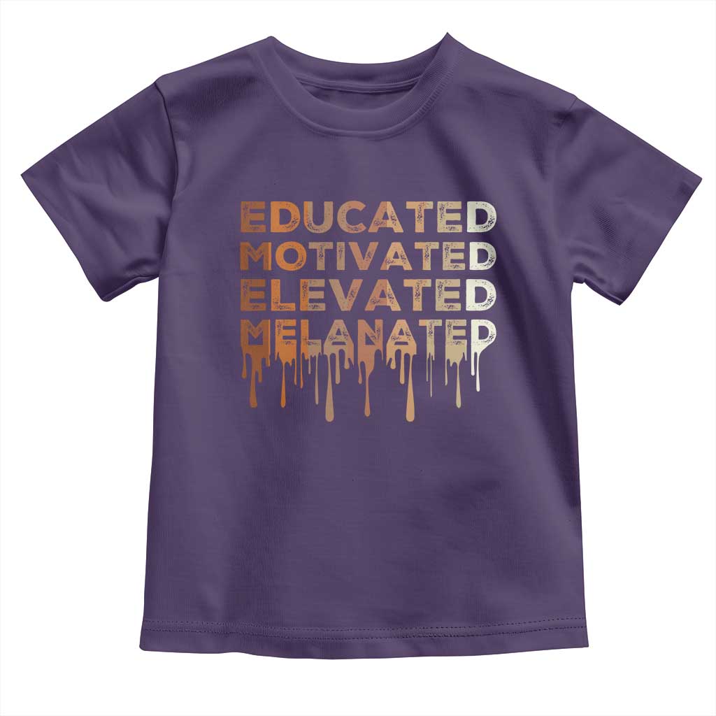 Educated Motivated Elevated Melanated Toddler T Shirt Black Pride Melanin TS11 Purple Print Your Wear