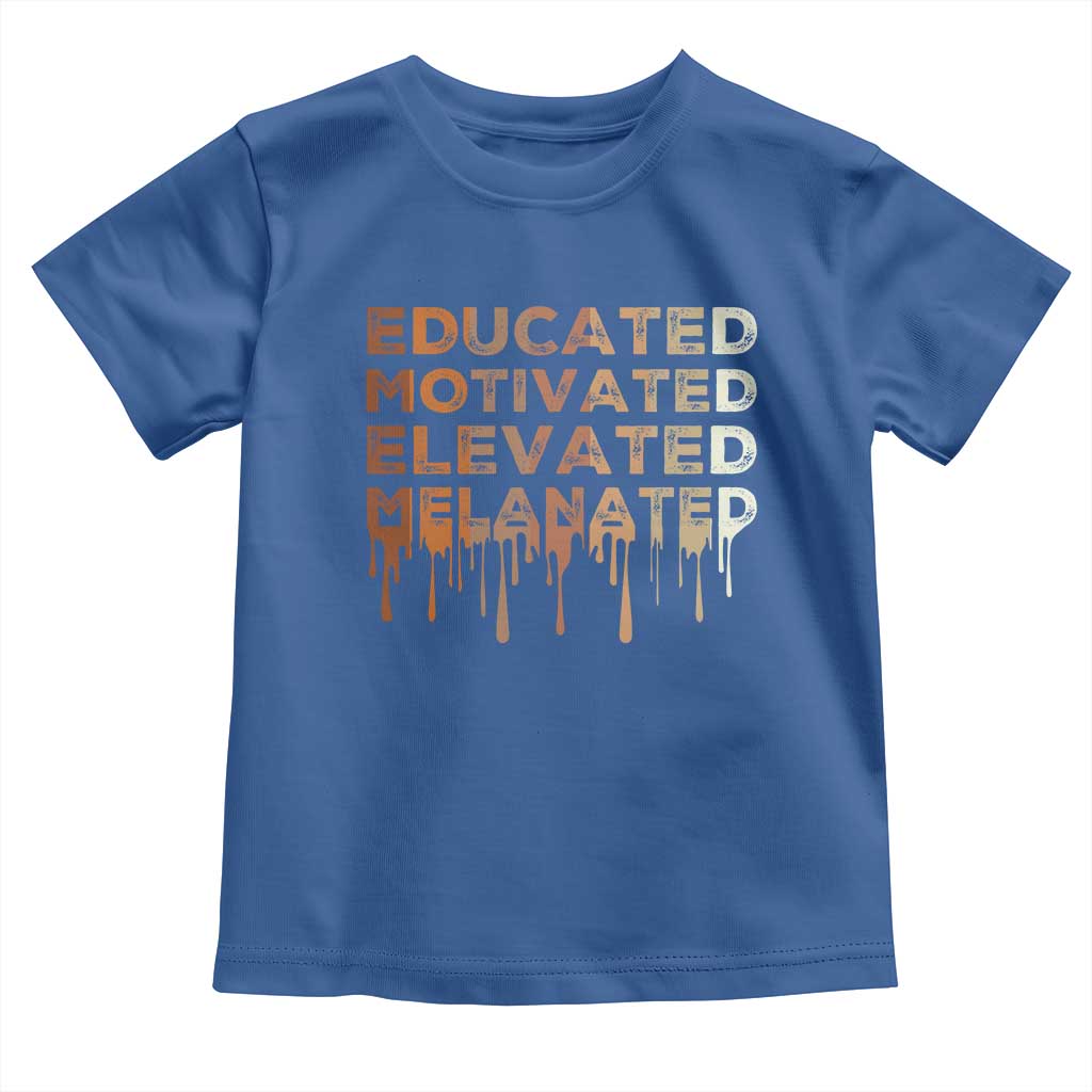 Educated Motivated Elevated Melanated Toddler T Shirt Black Pride Melanin TS11 Royal Blue Print Your Wear