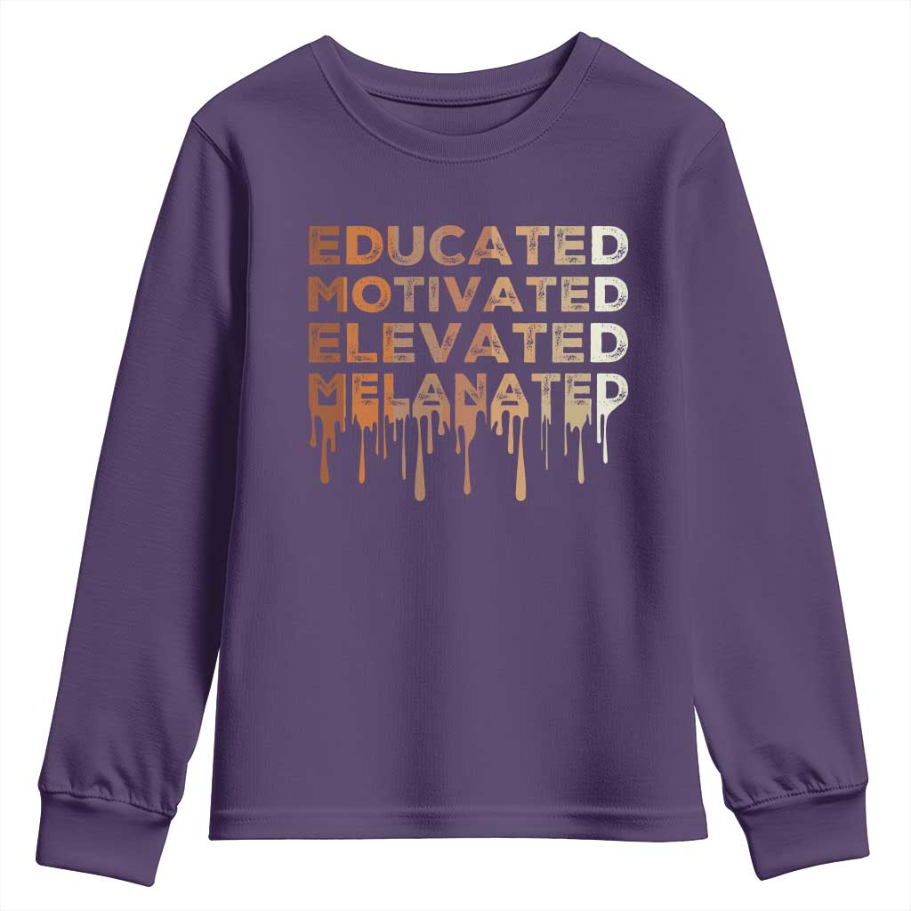 Educated Motivated Elevated Melanated Youth Sweatshirt Black Pride Melanin TS11 Purple Print Your Wear