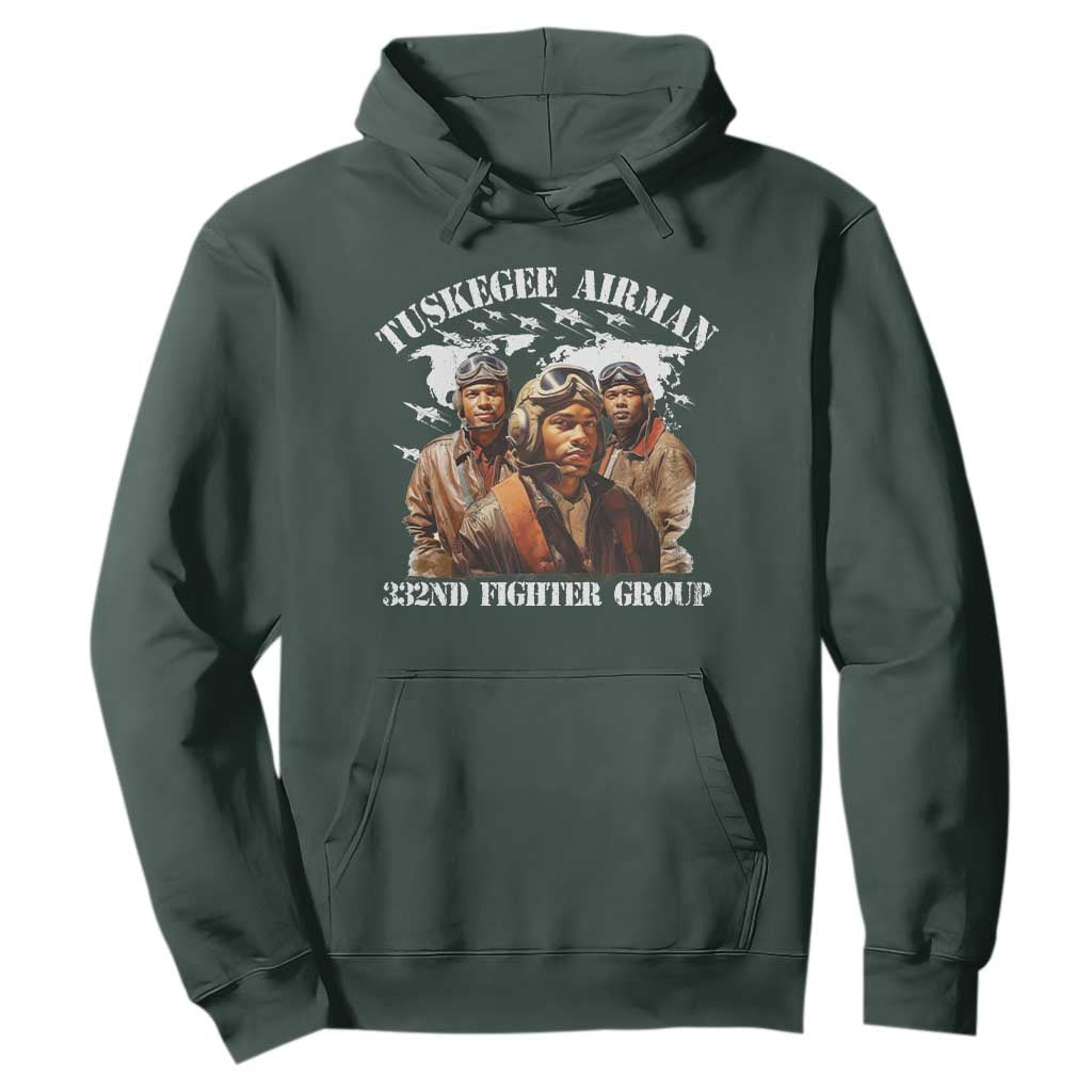 Tuskegee Airman Hoodie 332ND Fighter Group Black History Month TS11 Dark Forest Green Print Your Wear