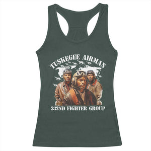 Tuskegee Airman Racerback Tank Top 332ND Fighter Group Black History Month TS11 Dark Forest Green Print Your Wear