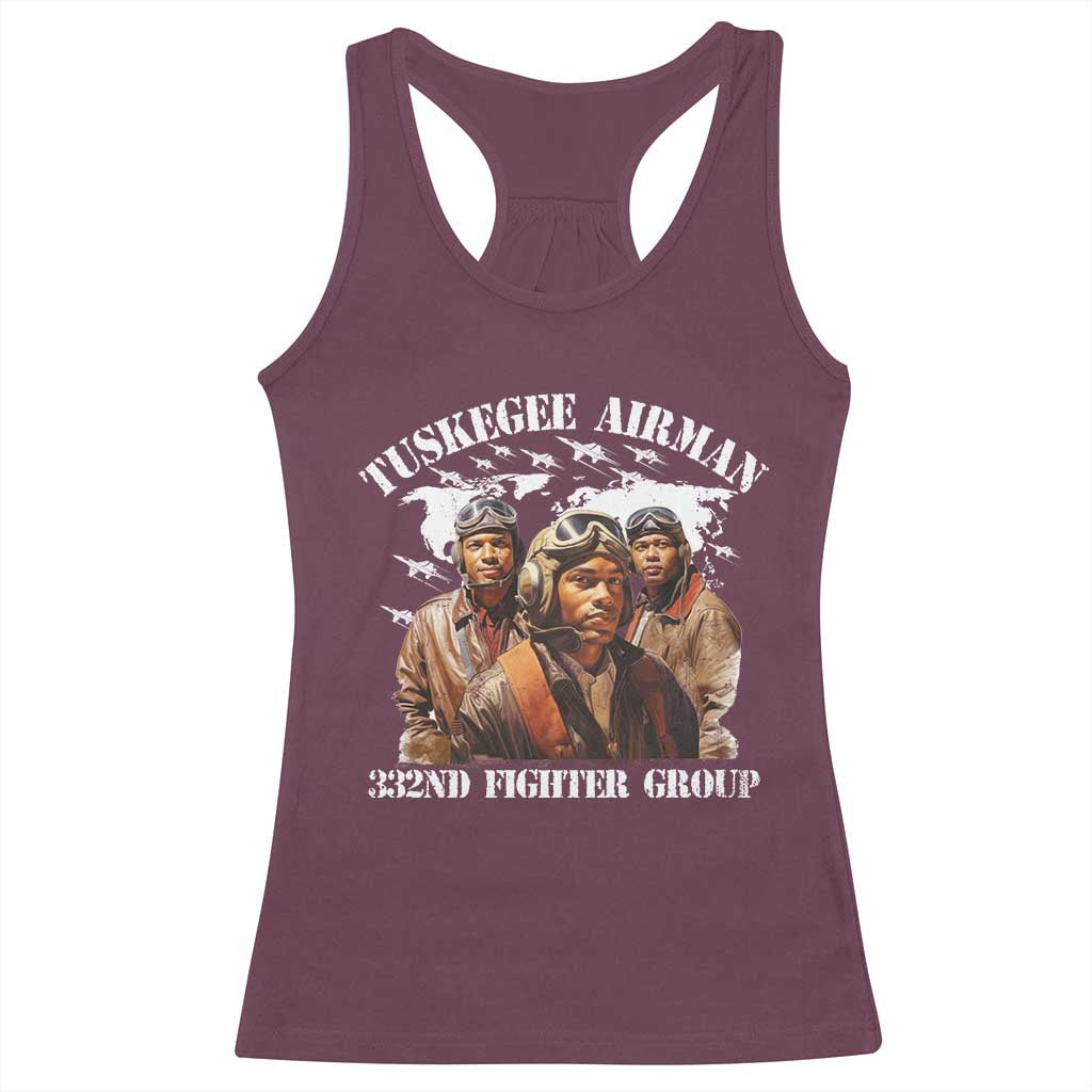 Tuskegee Airman Racerback Tank Top 332ND Fighter Group Black History Month TS11 Maroon Print Your Wear