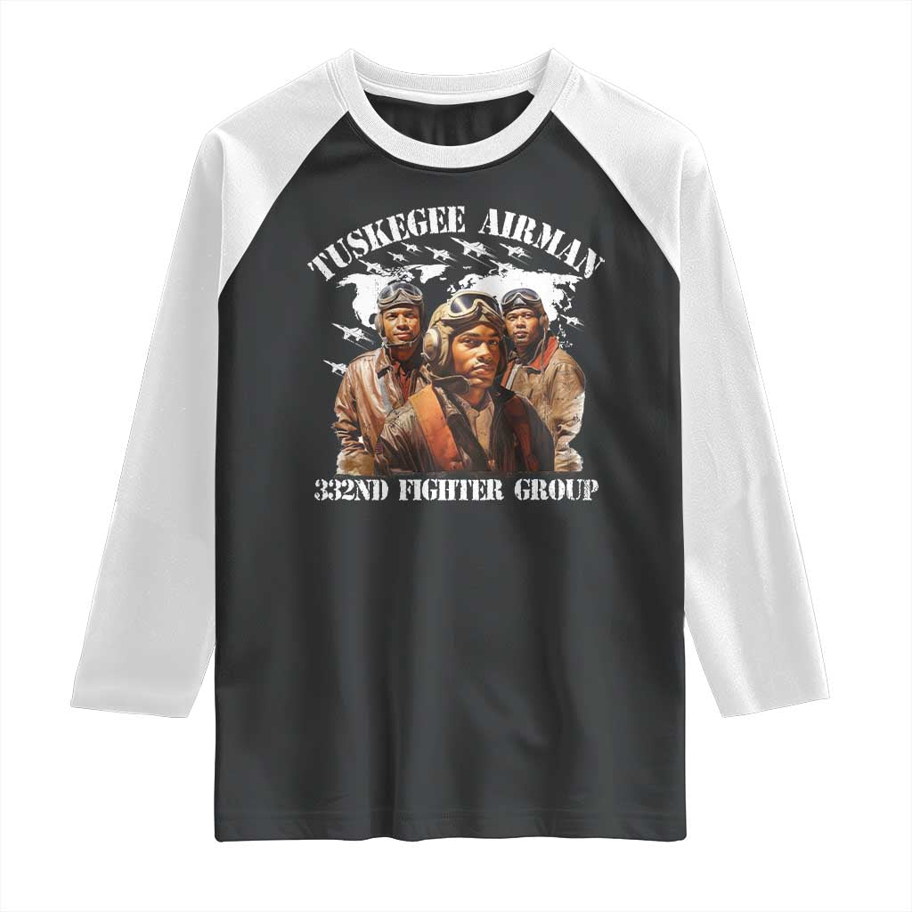 Tuskegee Airman Raglan Shirt 332ND Fighter Group Black History Month TS11 Black White Print Your Wear