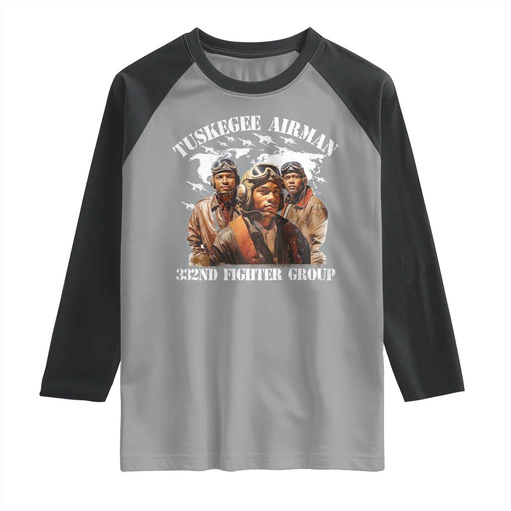 Tuskegee Airman Raglan Shirt 332ND Fighter Group Black History Month TS11 Sport Gray Black Print Your Wear