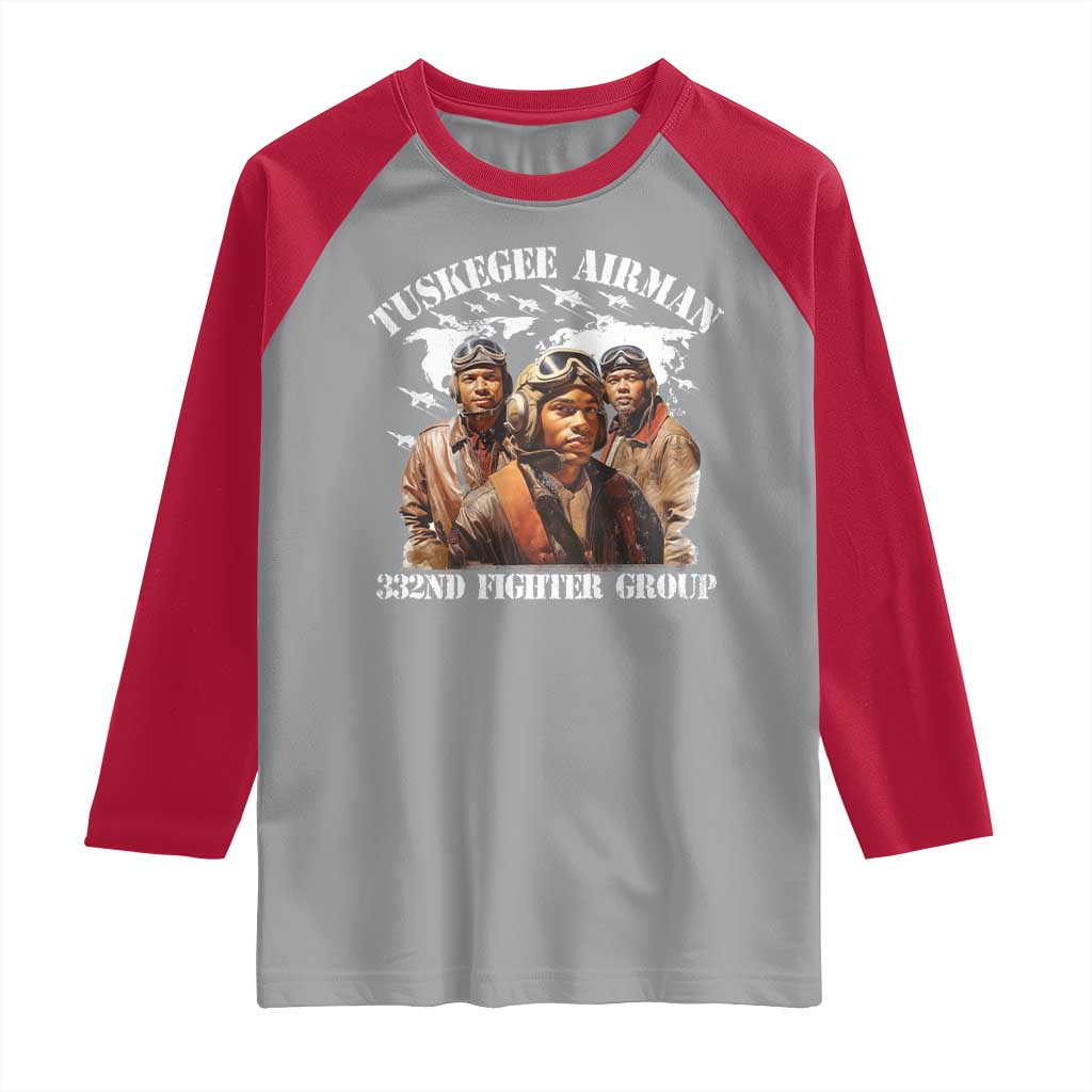Tuskegee Airman Raglan Shirt 332ND Fighter Group Black History Month TS11 Sport Gray Red Print Your Wear