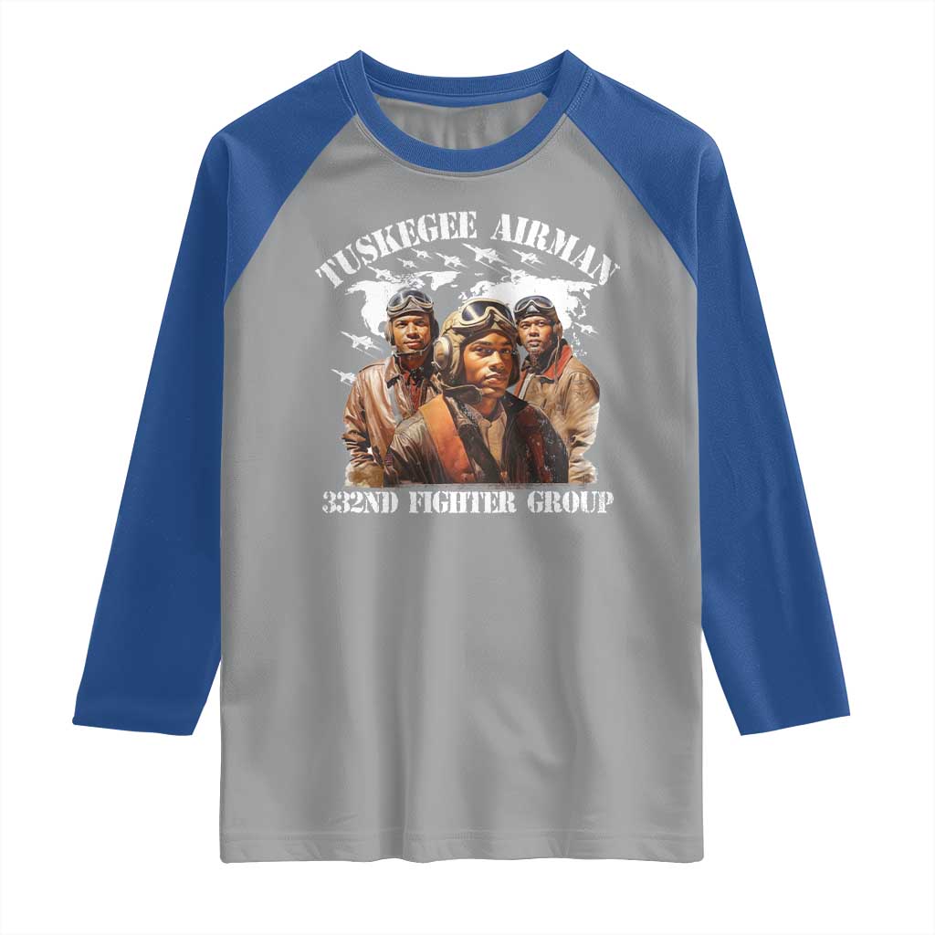 Tuskegee Airman Raglan Shirt 332ND Fighter Group Black History Month TS11 Sport Gray Royal Print Your Wear