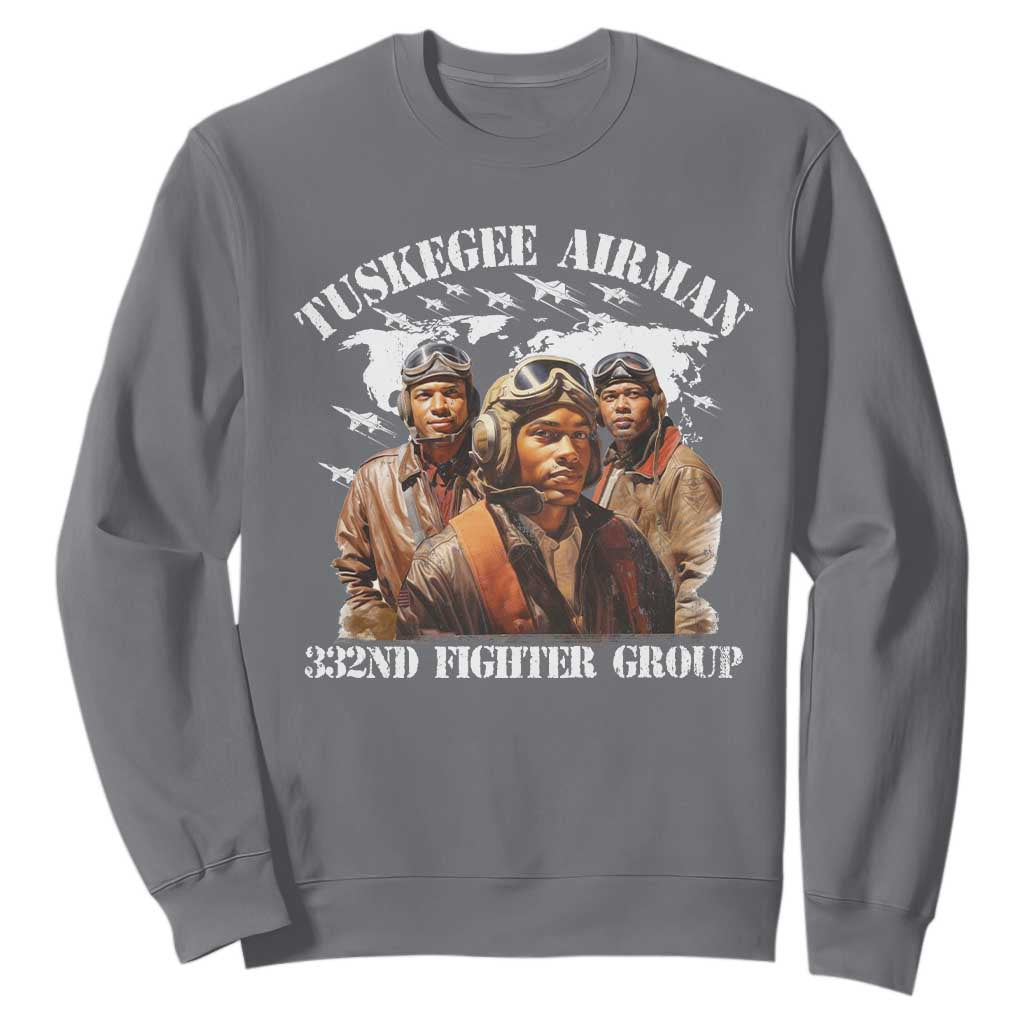 Tuskegee Airman Sweatshirt 332ND Fighter Group Black History Month TS11 Charcoal Print Your Wear