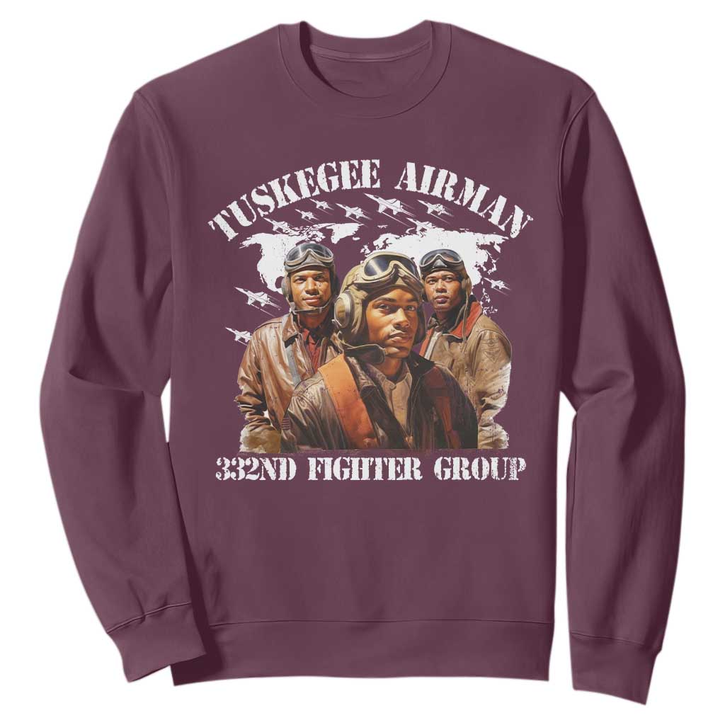 Tuskegee Airman Sweatshirt 332ND Fighter Group Black History Month TS11 Maroon Print Your Wear