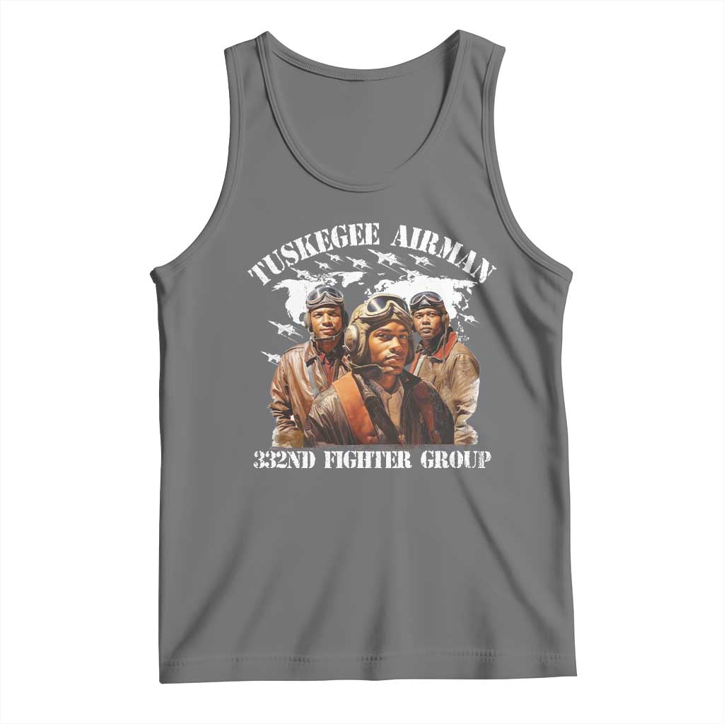 Tuskegee Airman Tank Top 332ND Fighter Group Black History Month TS11 Black Heather Print Your Wear