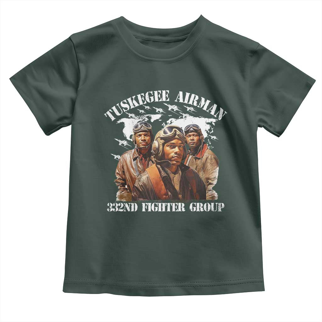 Tuskegee Airman Toddler T Shirt 332ND Fighter Group Black History Month TS11 Dark Forest Green Print Your Wear