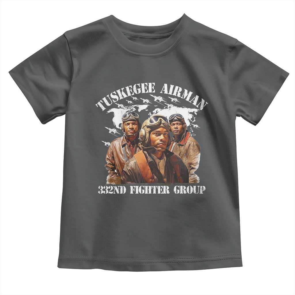 Tuskegee Airman Toddler T Shirt 332ND Fighter Group Black History Month TS11 Dark Heather Print Your Wear